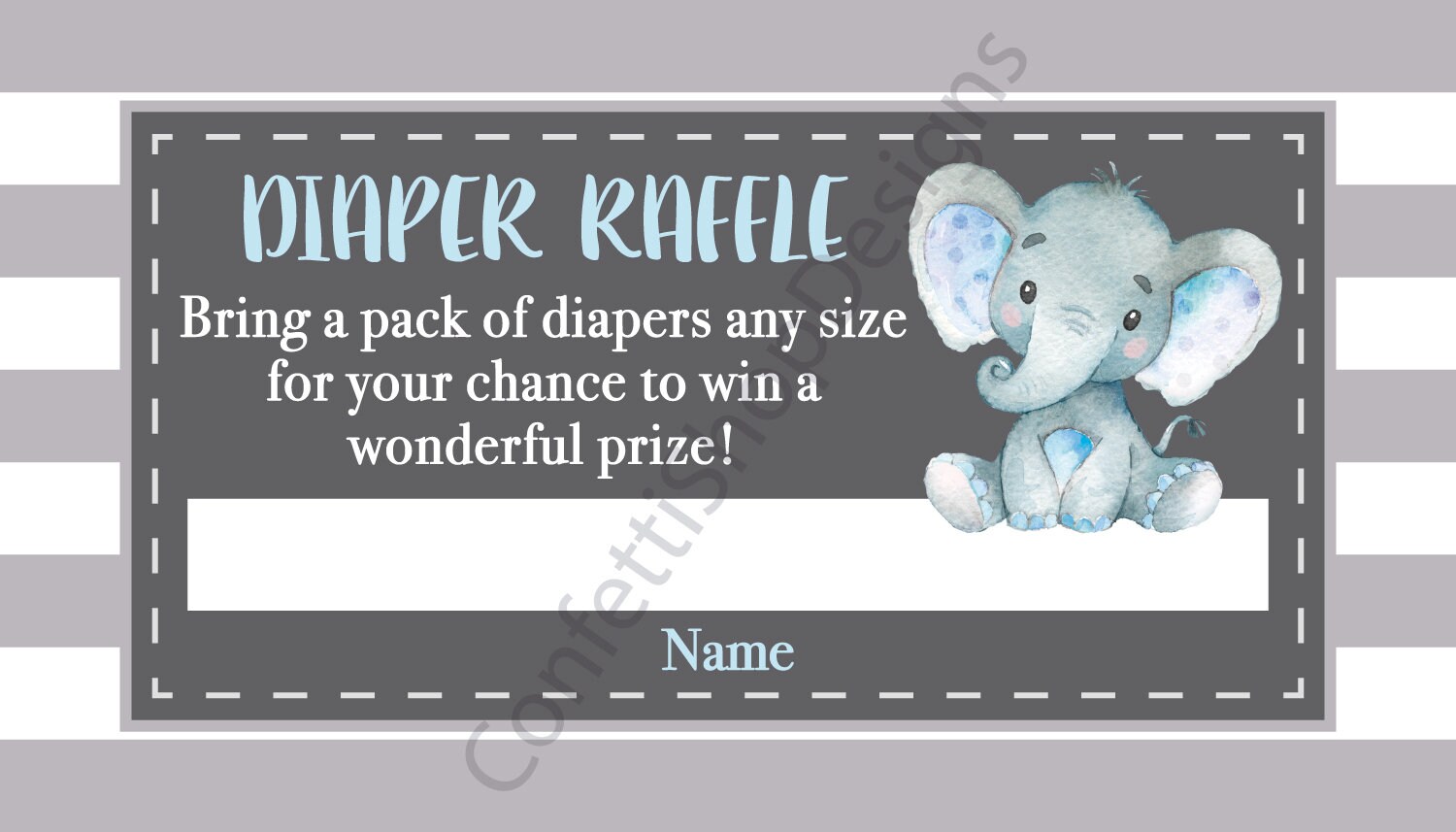 Watercolor Elephant Diaper Raffle Tickets and Sign Boy Blue - Etsy
