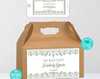 Mexican Fiesta Gable Box Label: Cielito Lindo Baptism Favor (Instant Download, Printable)