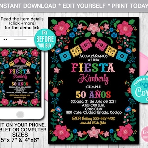 Editable Fiesta Birthday Invitation: Mexican Theme (Instant Download)