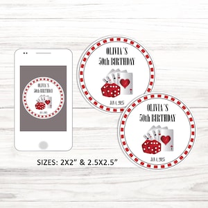 EDITABLE Casino Night Favor Tag Template, Casino Theme, Birthday Party Favor Label, Sticker Label, Instant Download, CORJL