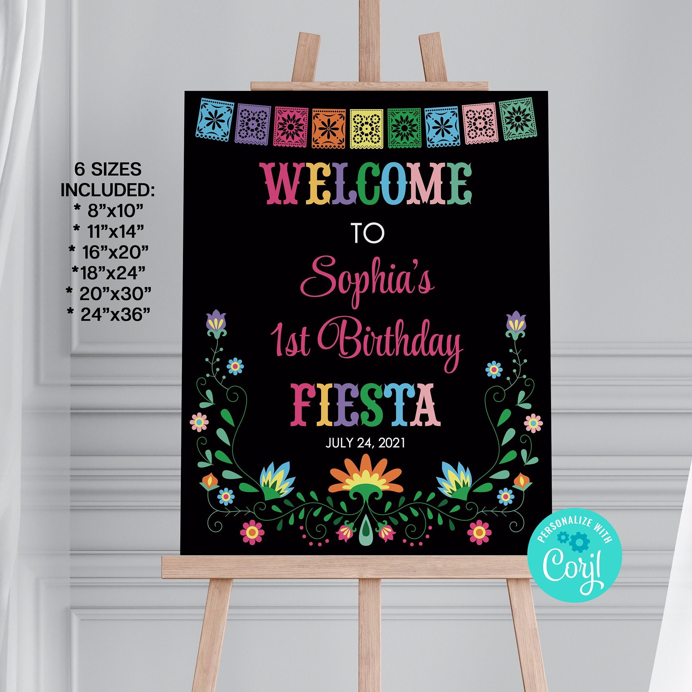 Editable Mexican Welcome Sign. Birthday Welcome sign, Bridal Shower Party Sign Template, Mexican Theme Welcome sign, Instant Donwload, CORJL