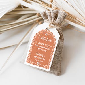 Editable Cielito Lindo Baby Shower Favor Template, Mexican Barro Theme, Terracotta Papel Picado, Talavera Flowers, Digital Download