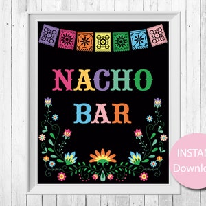 Fiesta Nacho Bar Sign, Fiesta Table Sign, Mexican Party, Nacho Bar Sign, Mexican Theme, Fiesta Party Decor, INSTANT DOWNLOAD, Digital File