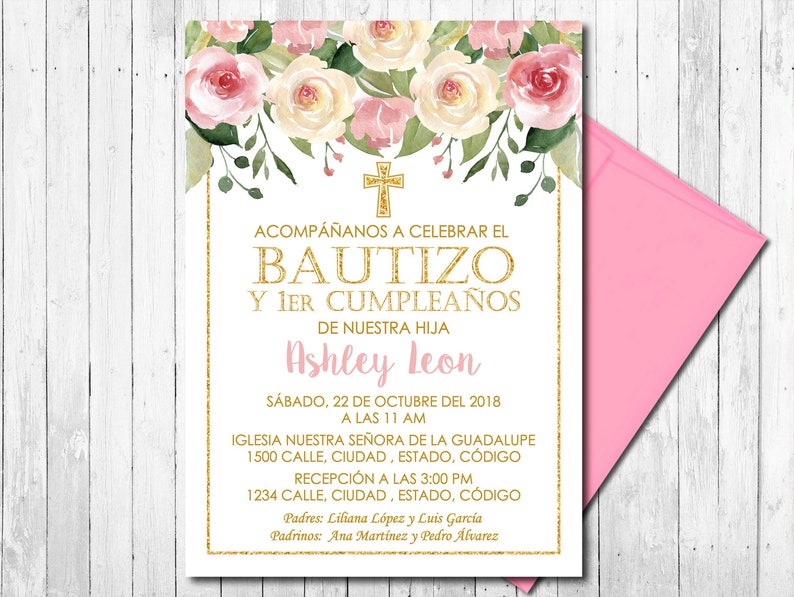 SPANISH Baptism Invitation Girl Christening Invitation Etsy