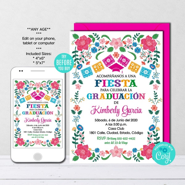 Graduation Invitations Spanish Etsy