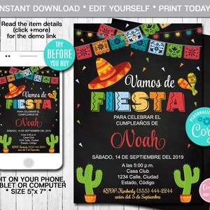 Editable Mexican Birthday Invitation, Any Age, Mexican Party, Spanish ...