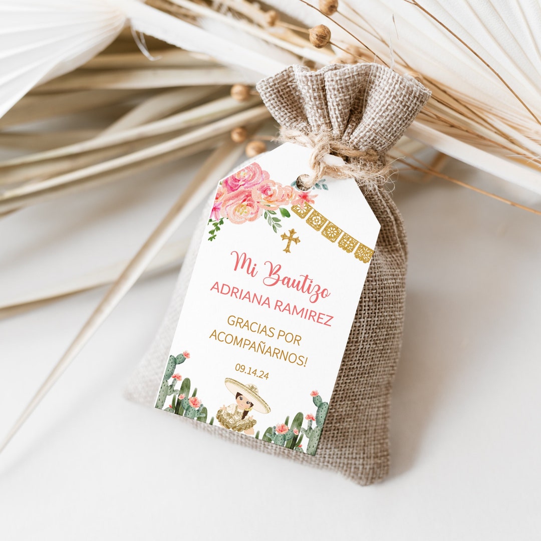 Mi Bautizo Favor Tag Template, Girl, Mexican Theme, Charra Thank You ...