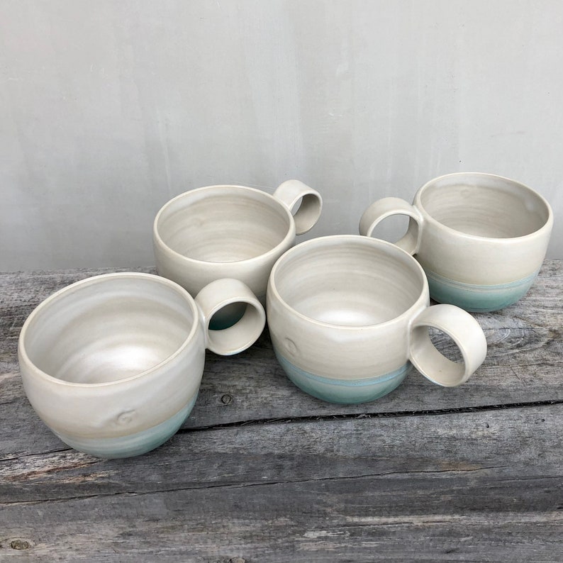 Breakfast bowl / White and blue enamelled stoneware image 8