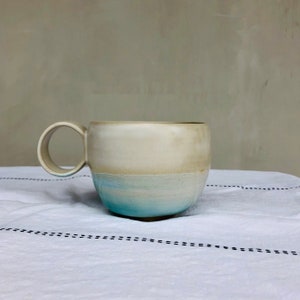 Breakfast bowl / White and blue enamelled stoneware image 7