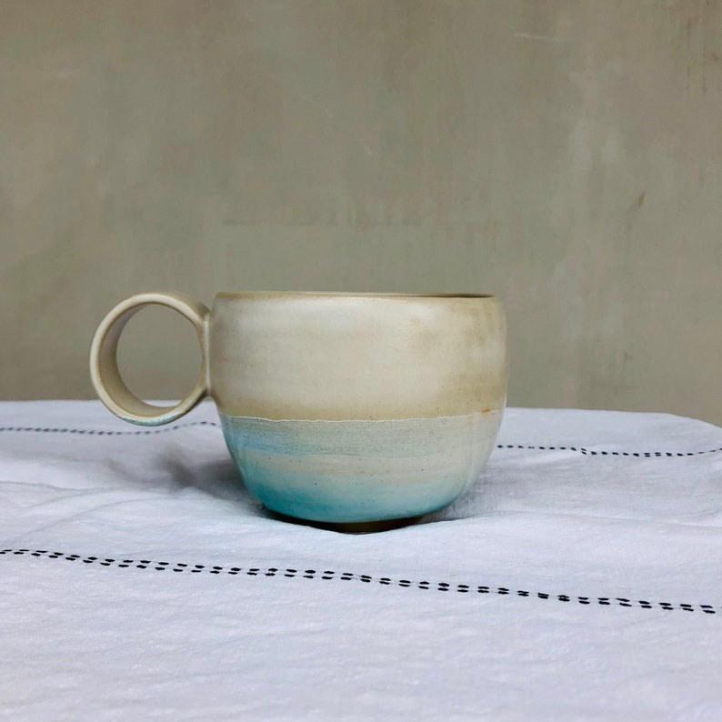 Breakfast bowl / White and blue enamelled stoneware image 7