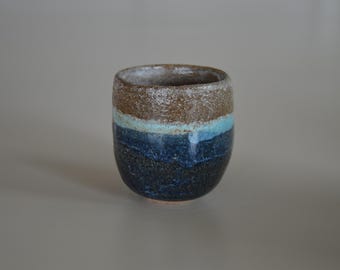 Decorated and glazed black stoneware mug. Gift idea. Unique piece.