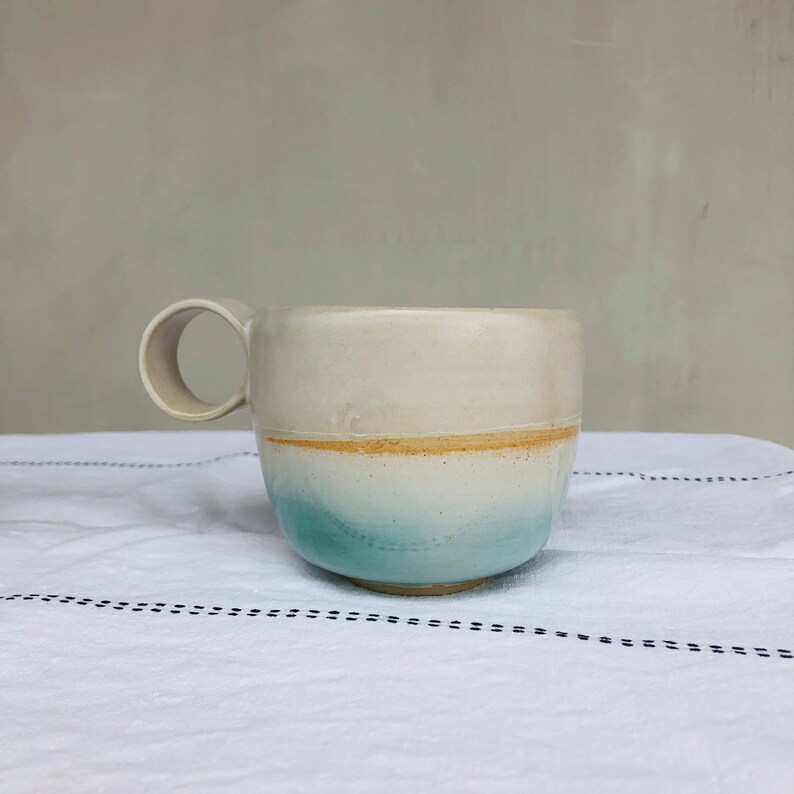 Breakfast bowl / White and blue enamelled stoneware image 3