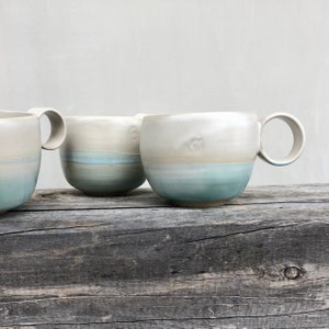 Breakfast bowl / White and blue enamelled stoneware image 2