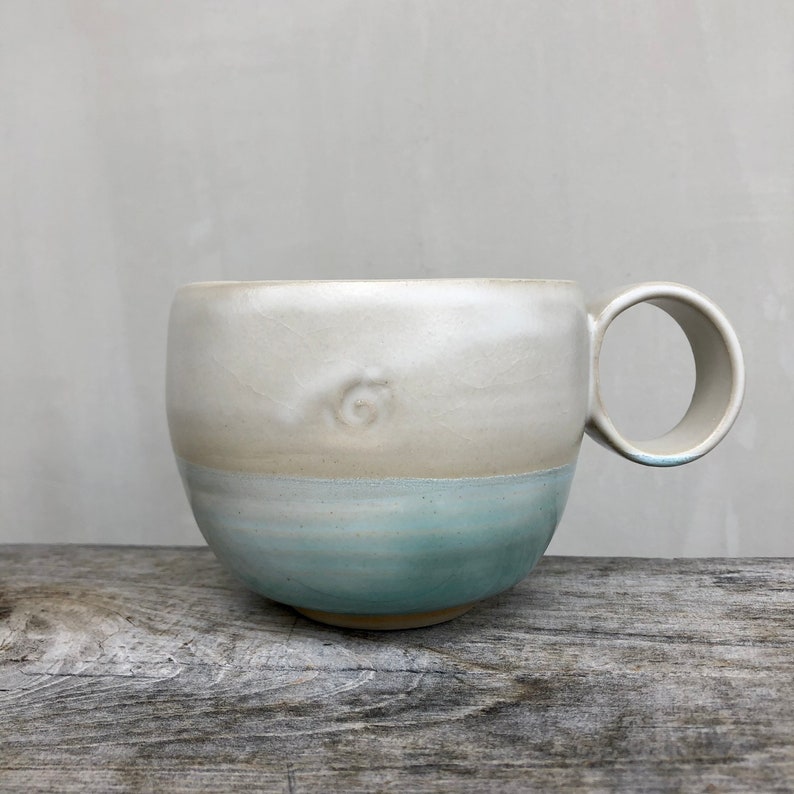 Breakfast bowl / White and blue enamelled stoneware image 6