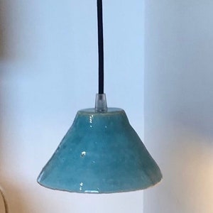 Pair of portable lamps/blue enamelled stoneware pendant lights image 5