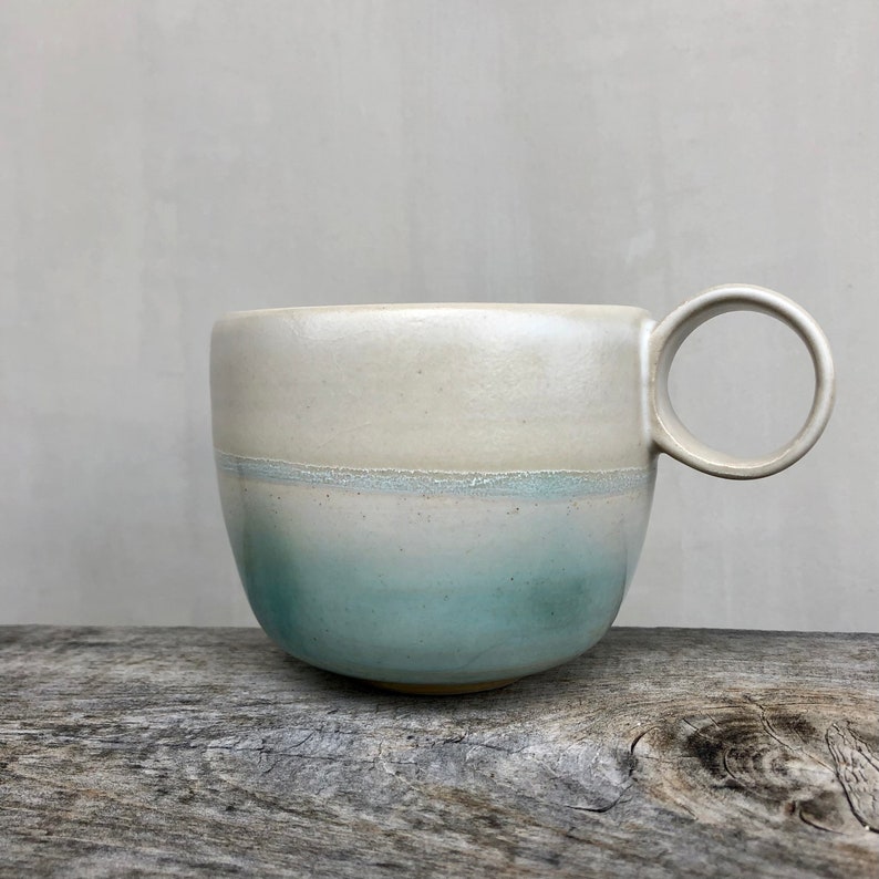 Breakfast bowl / White and blue enamelled stoneware image 10