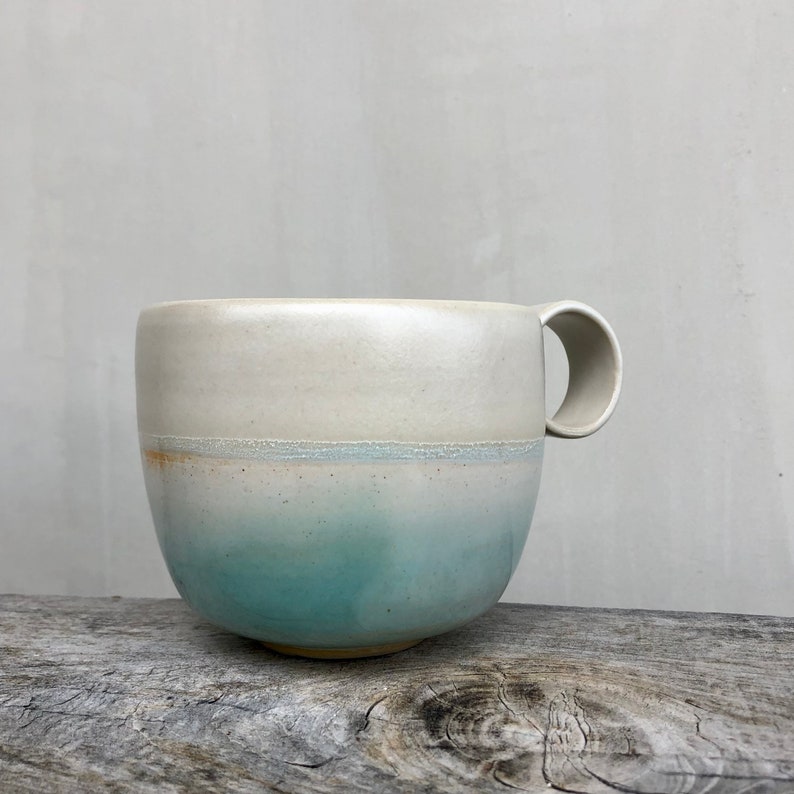 Breakfast bowl / White and blue enamelled stoneware image 4