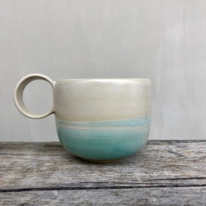 Breakfast bowl / White and blue enamelled stoneware image 1