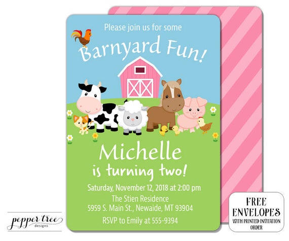 pink farm animals birthday