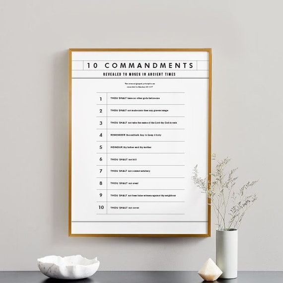 10 Commandments Printable Ten Commandments Bible Typographic Etsy