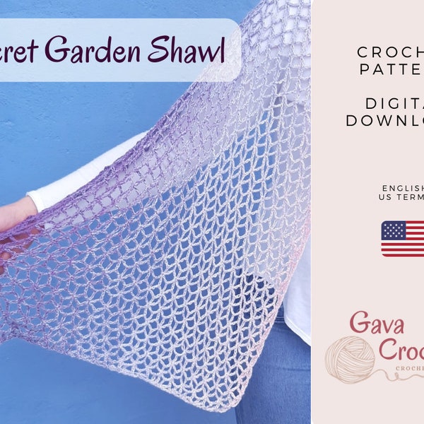 Secret Garden shawl crochet pattern - Patron chal tejido a ganchillo