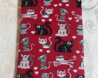 Estuche para gafas de tela suave y acolchada, color rojo, con gatitos