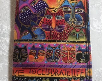 Estuche grande para gafas de tela suave acolchada Laurel Burch Rainbow Cats