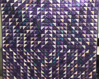 Edredón de patchwork morado de 52 x 60 pulgadas
