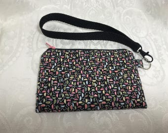 Estuche de muñeca con cremallera y estampado de cuñas vintage