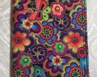 Estuche grande para anteojos de tela suave y acolchado con diseño floral brillante Laurel Burch