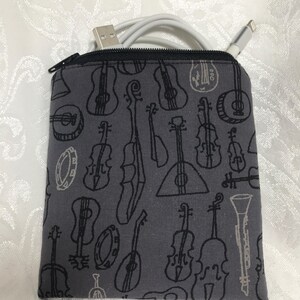 Handy Multi-use Zipper Pouch Charger Cords Jewelry Cash Gray Stringed Instruments