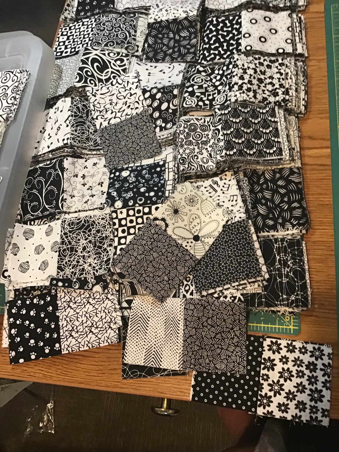 Placemat Handmade Quilted Cotton Black and White 18 1/2 X 12 1/2 Inch