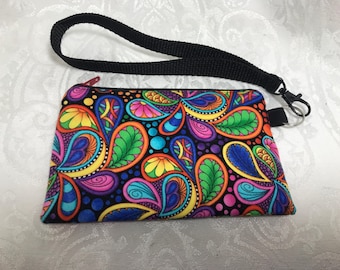 Estuche con cremallera y estampado de cachemira brillante