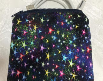Práctica bolsa multiusos con cremallera para cargadores, cables, joyas, dinero en efectivo, cielo estrellado.