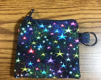 Mini llavero con cremallera y diseño de cielo estrellado