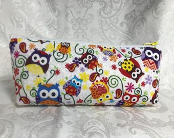 Lápices, marcadores, ganchos de crochet, bolsa con cremallera, algodón acolchado, lindos búhos