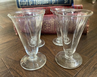 Set of Four Georgian Jelly Glasses c.1820 Vintage Glassware Drinking Glasses Bar