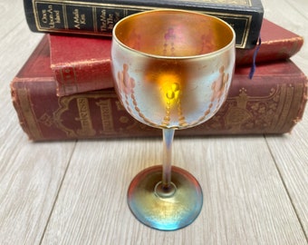 Antique Tiffany Wine Glass c.1900 Vintage iridescent