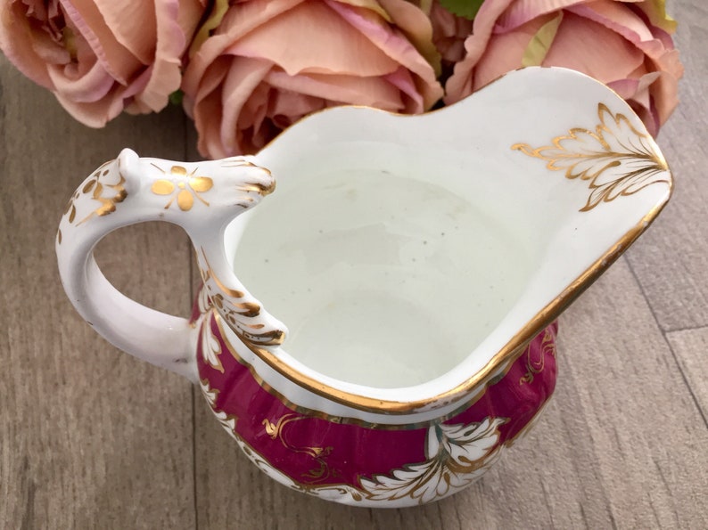 1835 Coalport Adelaide Milk Jug Creamer Pink Antique China Staffordshire