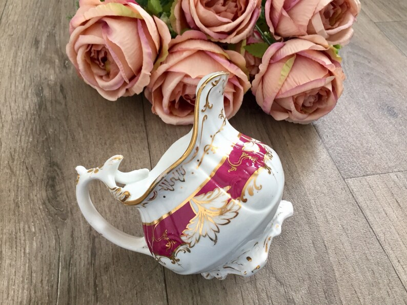 1835 Coalport Adelaide Milk Jug Creamer Pink Antique China Staffordshire