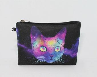 Cat zipper pouch  Child&#39;s pencil case Astronaut cat Cat pencil case Cat makeup pouch Gift under 10 pounds Zipper wallet Christmas gift women