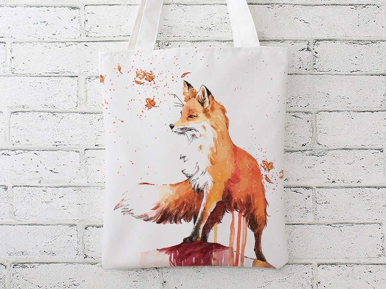 Fox Tote Bag Art Fox Tote Bag Art Fox Bag Cute Fox Bag Fox Etsy