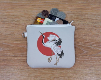 Crane Purse Bird Pouch Small Pouch with Zipper Small Pouch for Keychain Small Pouch Bag Bird Small Bag Change Purse
