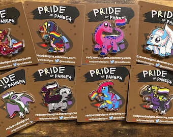 Pride of Pangaea: Acrylic Dinosaur Pride pins