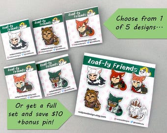 Loaf-ly Friends: FF14-inspired Kitty Pins