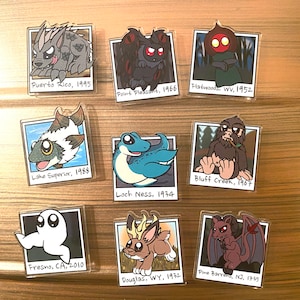 Chibi Cryptid Catches: Polaroid-style Magnets