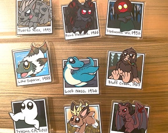 Chibi Cryptid Catches: Polaroid-style Magnets