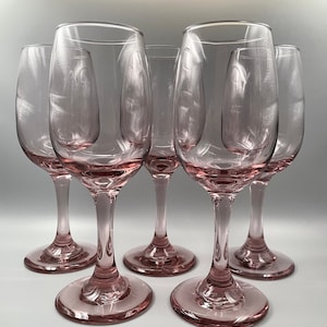 Vintage Libbey Stemmed Plum Purple Wine Glasses Set of Five