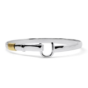 Island Hook Bracelet Handmade in Sterling Silver with Yellow Gold Vermiel