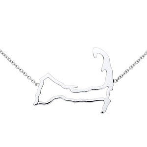 Cape Cod Map Outline Collier en argent massif